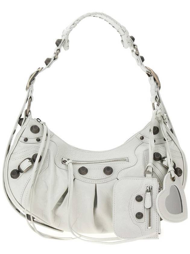 Luxury Balenciaga Le Cagole Small Leather Shoulder Bag White