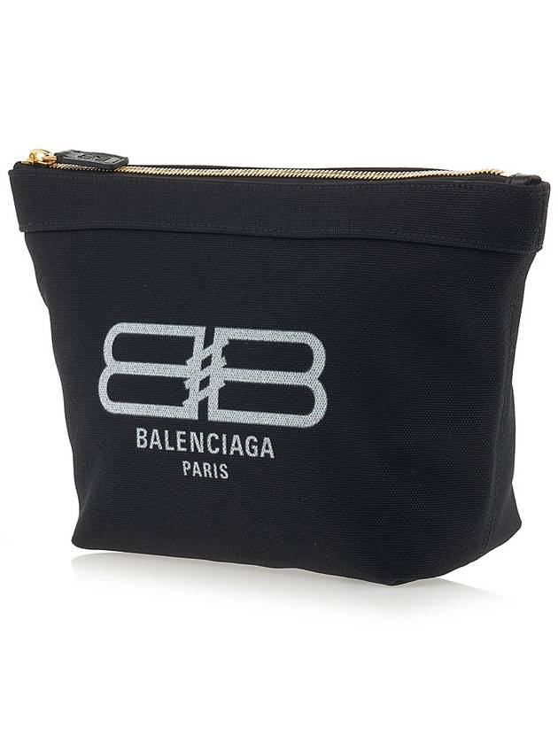 Luxury Balenciaga Logo Print Jumbo Pouch Bag Black