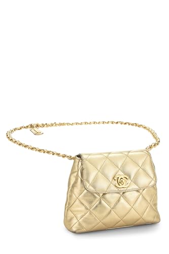 Chanel,  Gold Quilted Lambskin Waist Pouch, Gold