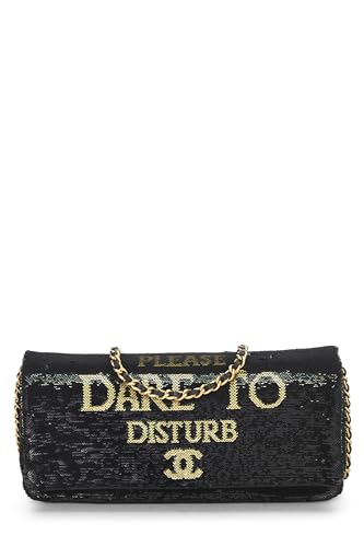 Chanel,  Paris-Cosmopolite Black & Gold Sequin Please Dare To Disturb Flap Bag, Black