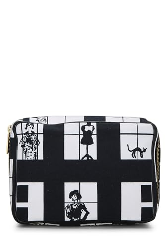 Chanel,  Black & White Canvas Coco Window Cosmetic Pouch, Black
