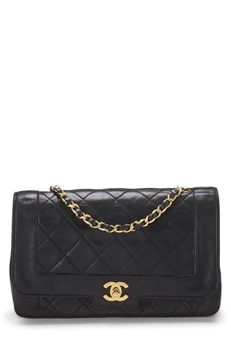 Chanel,  Black Lambskin Border Flap Medium, Black