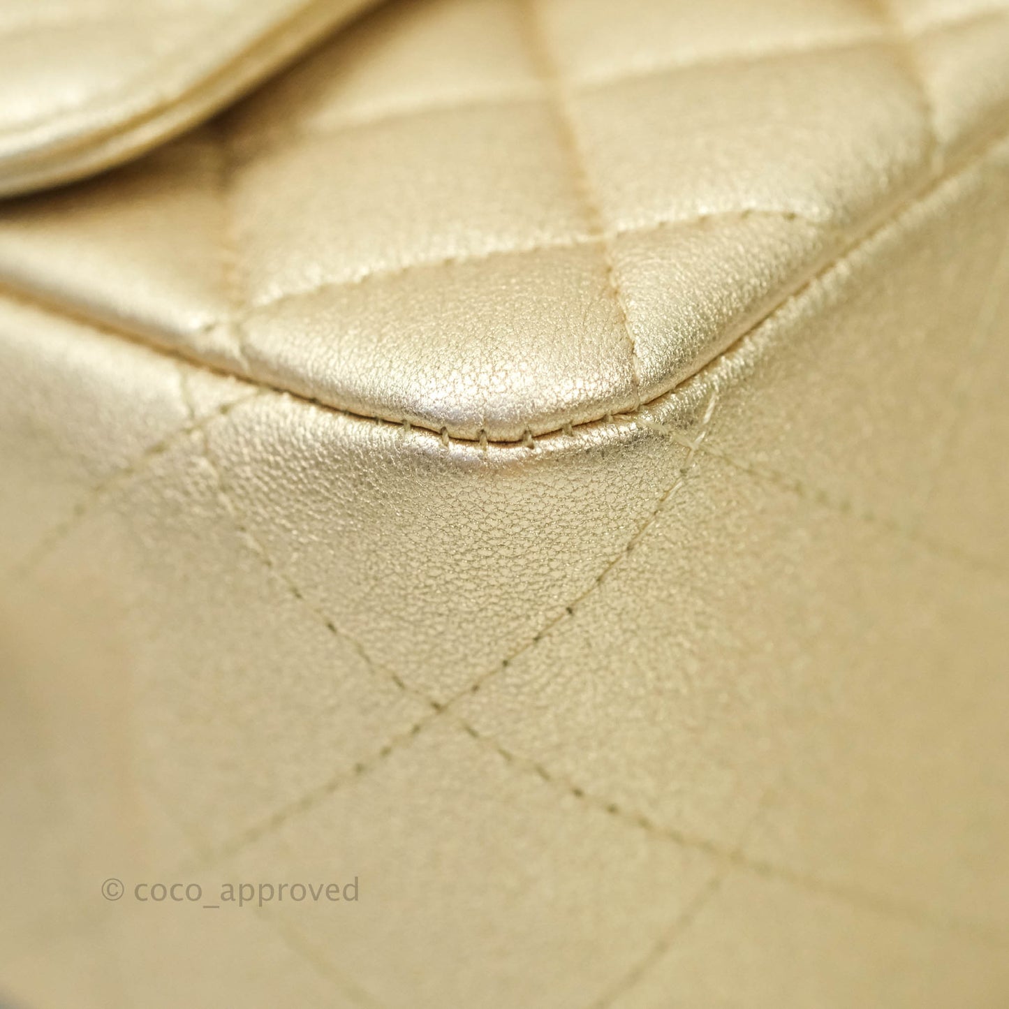 Chanel Classic Quilted Mini Square Flap Iridescent Gold Gold Hardware 21P