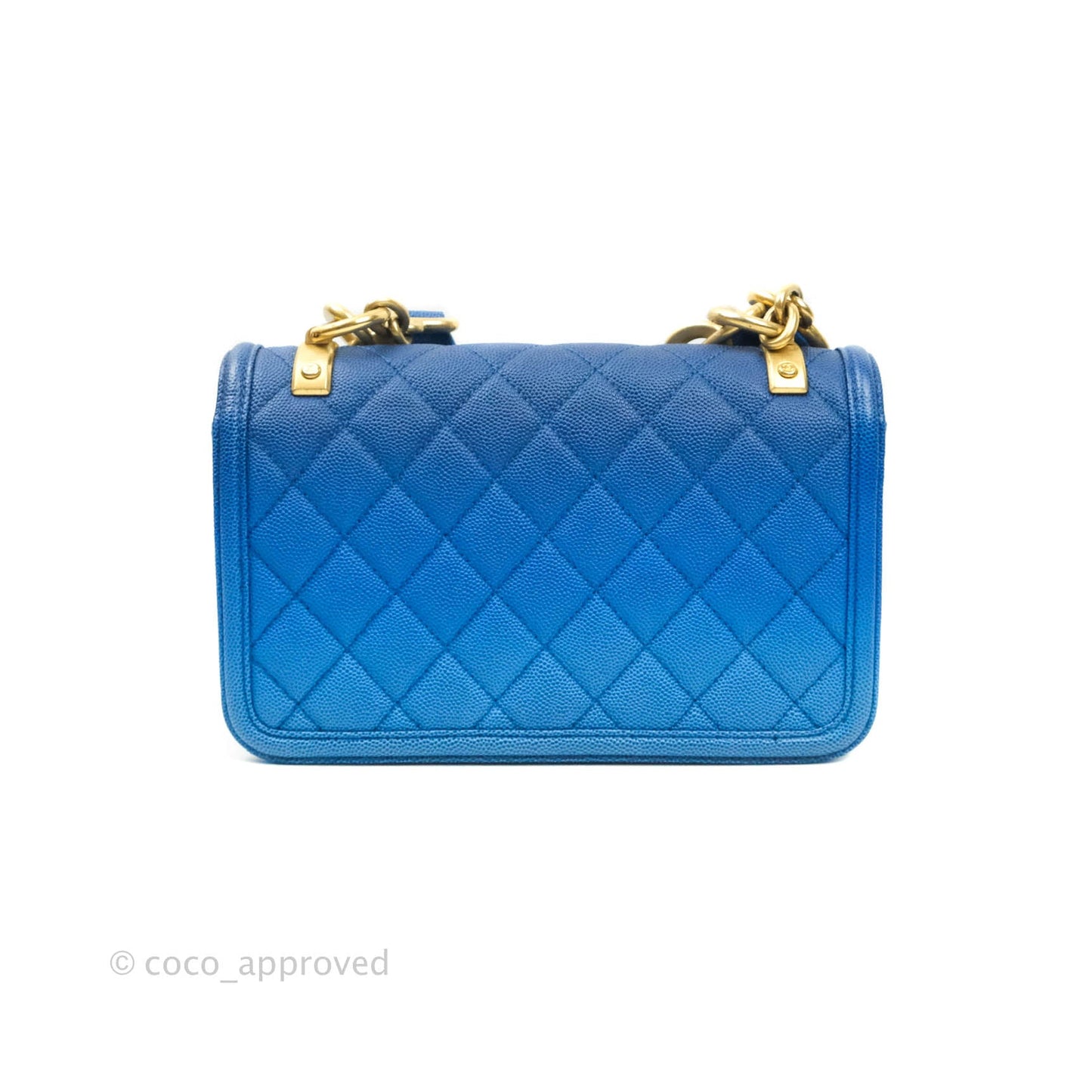 Chanel Quilted Sunset On The Sea Blue Flap Bag Caviar Aged Gold Hardware