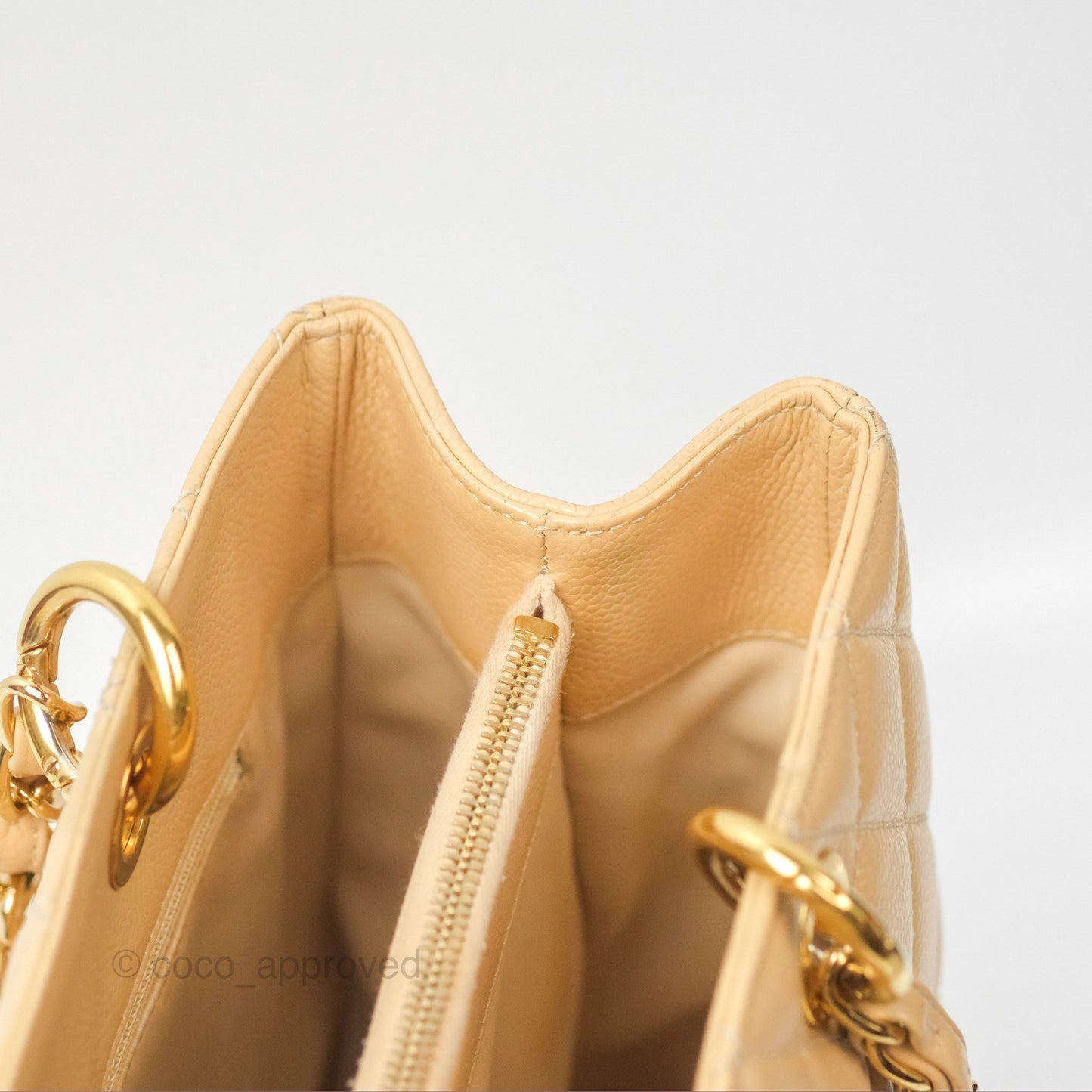 Chanel GST Beige Caviar Gold Hardware