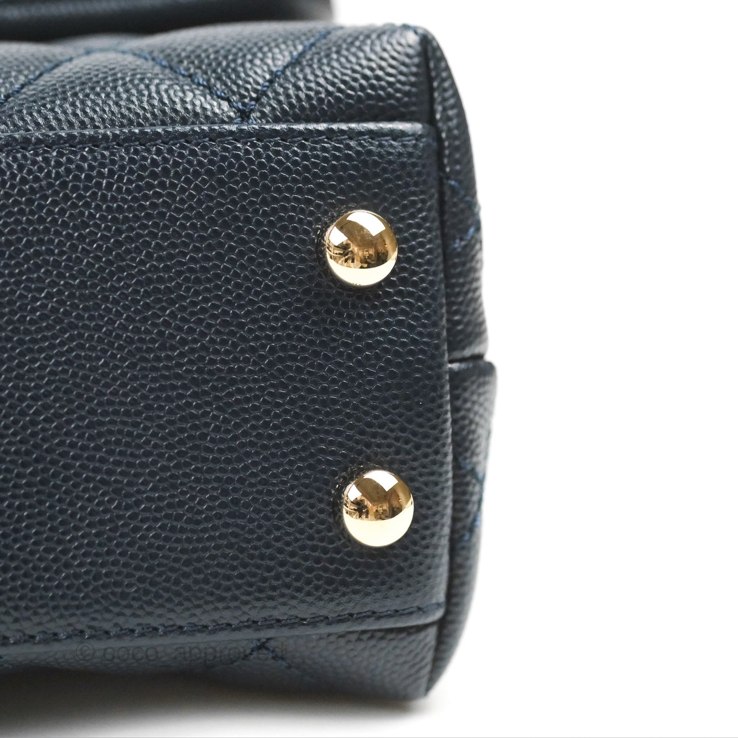 Chanel Mini Coco Handle Quilted Navy Caviar Gold Hardware