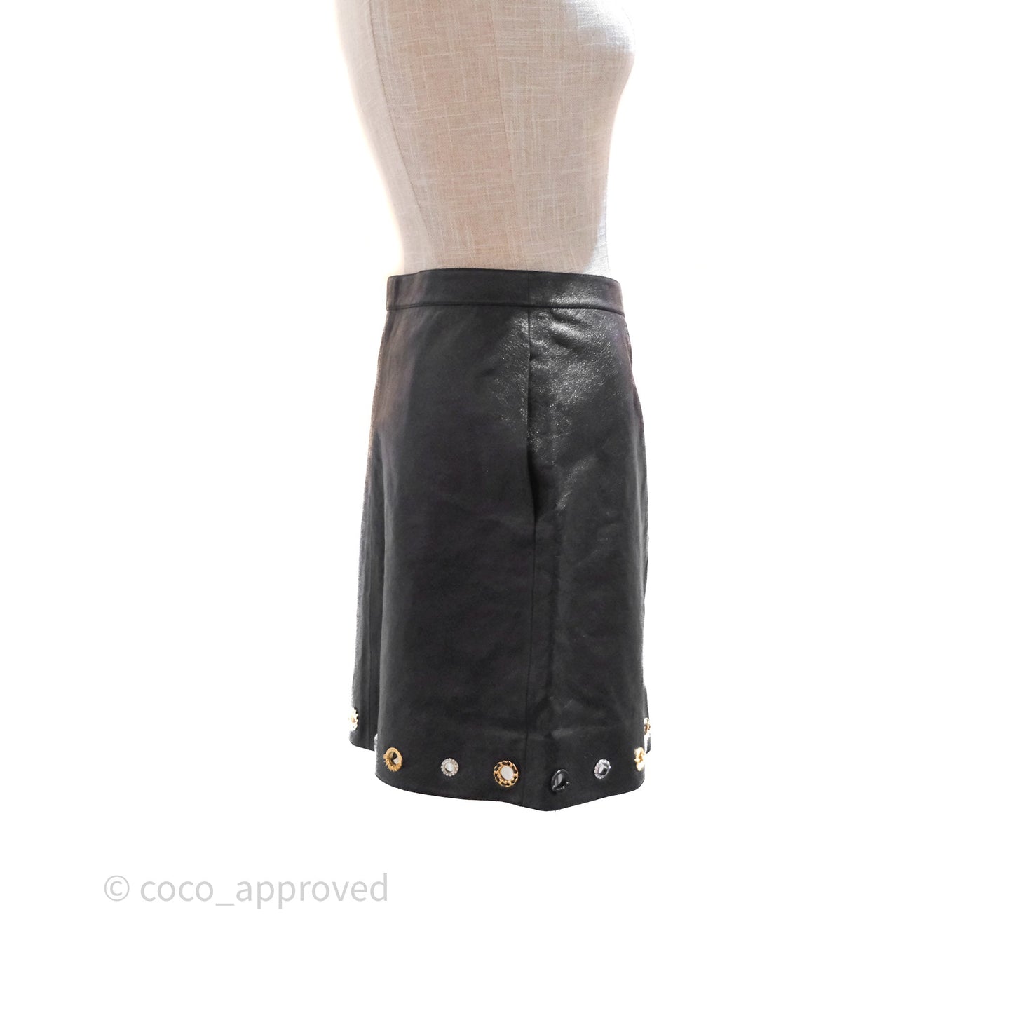 Chanel Leather Skirt Black Size 36