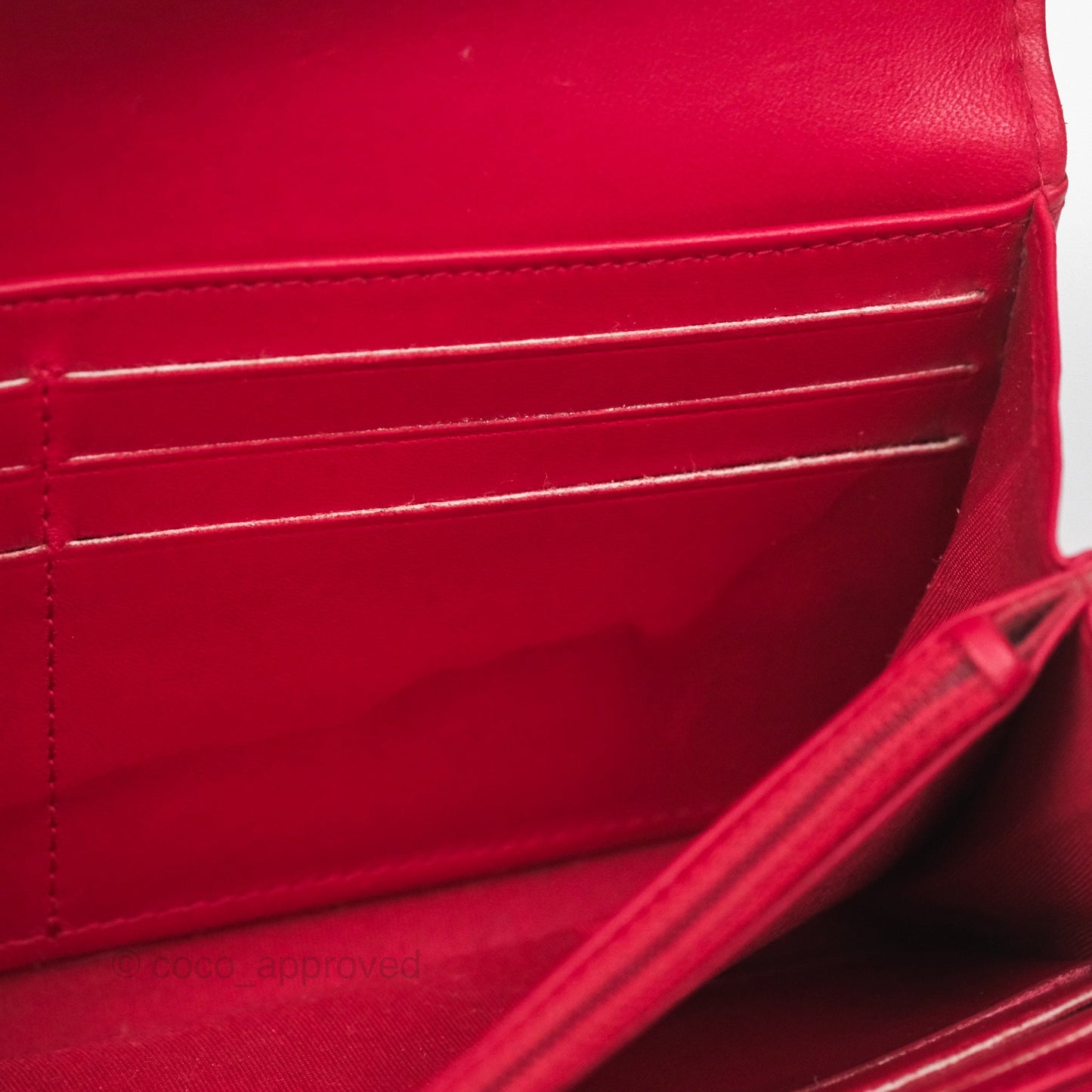 Chanel Quilted Boy Flap Long Wallet Red Lambskin Gold Hardware
