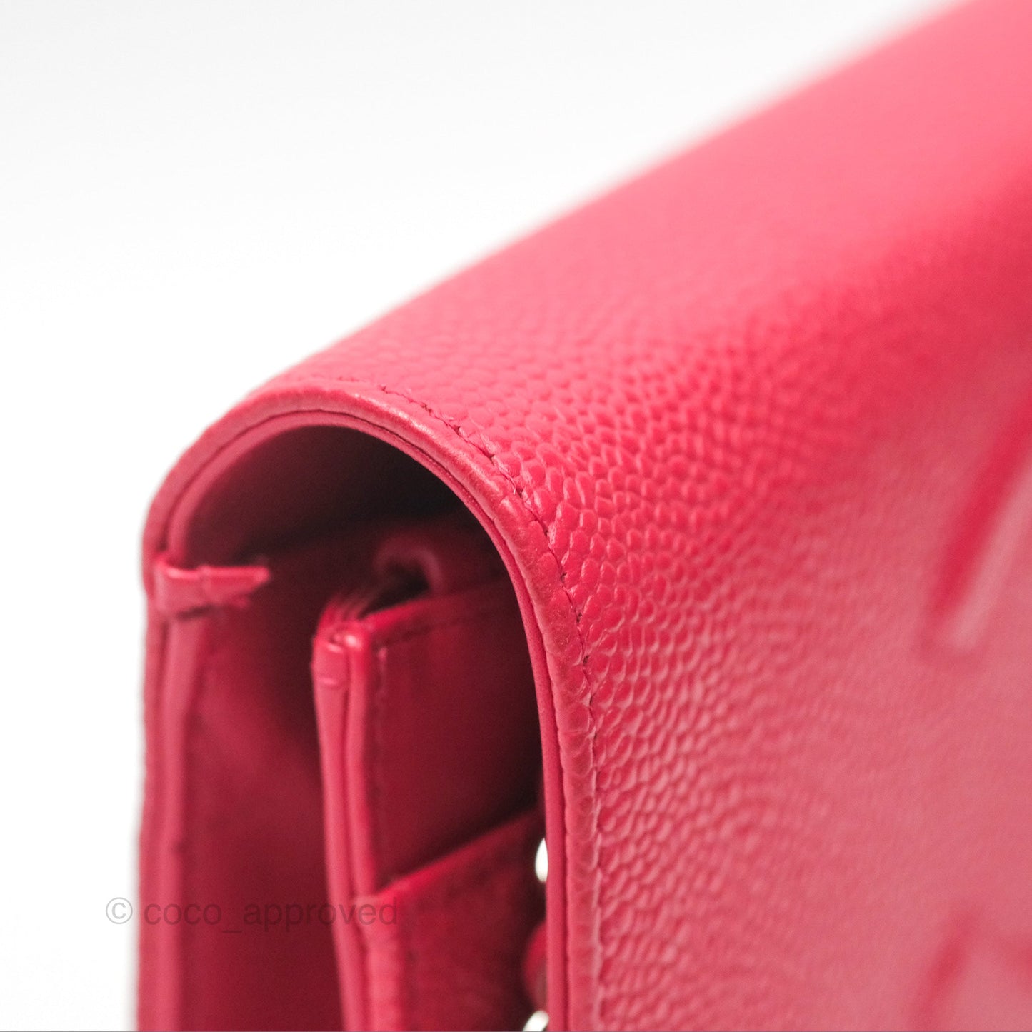 Chanel CC Wallet On Chain WOC Dark Pink Caviar Silver Hardware