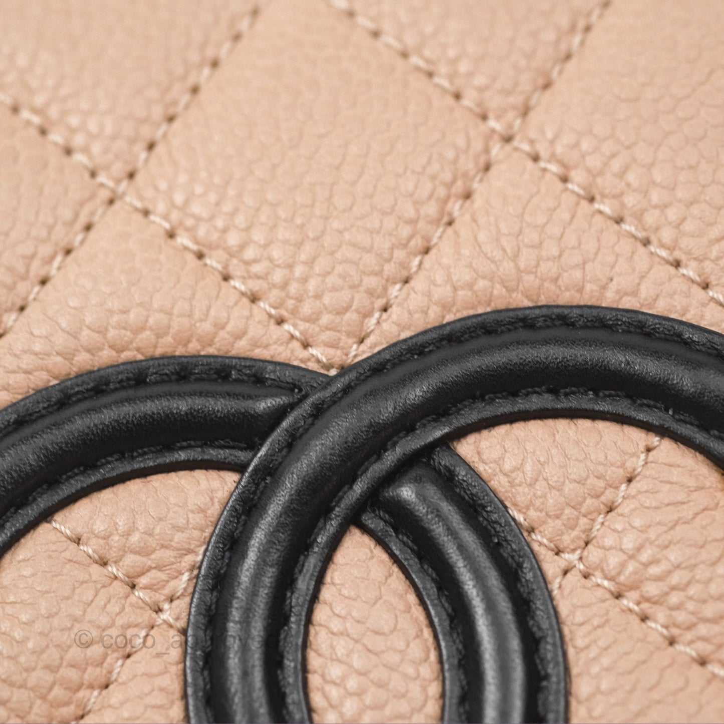 Chanel Quilted Medium CC Filigree Flap Beige Black Caviar