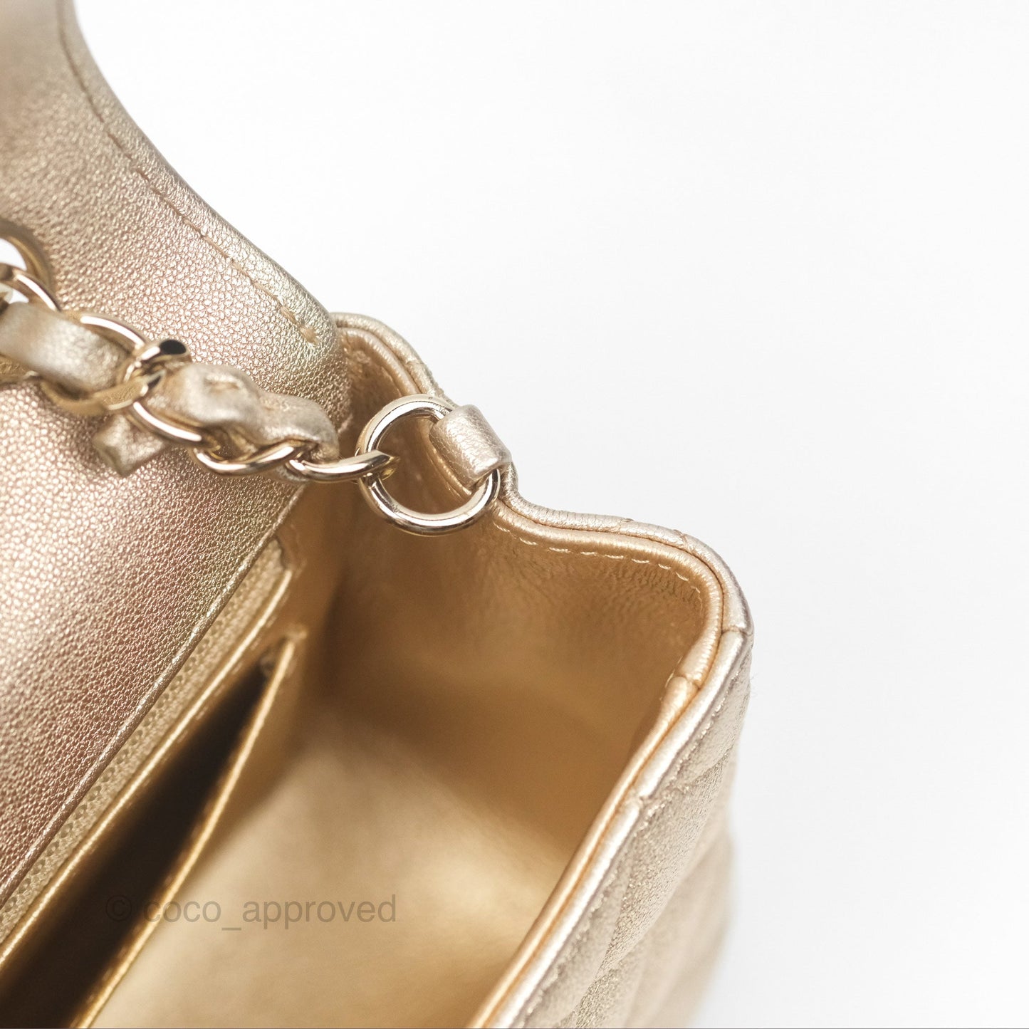 Chanel Quilted Mini Rectangular Iridescent Gold Lambskin Gold Hardware