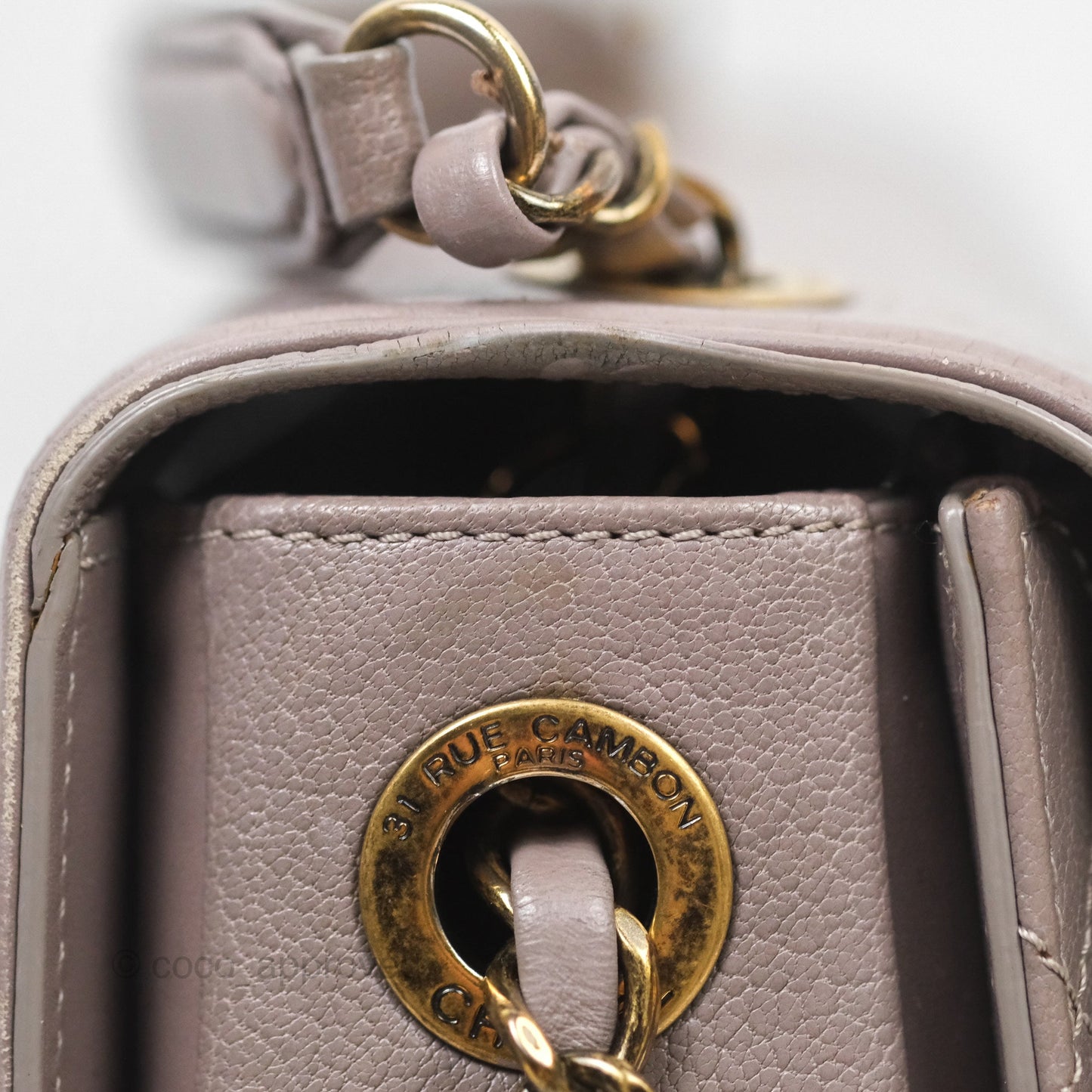 Chanel Coco Curve Flap Burnished Lilac Grey Calfskin Goatskin Antique Gold Hardware
