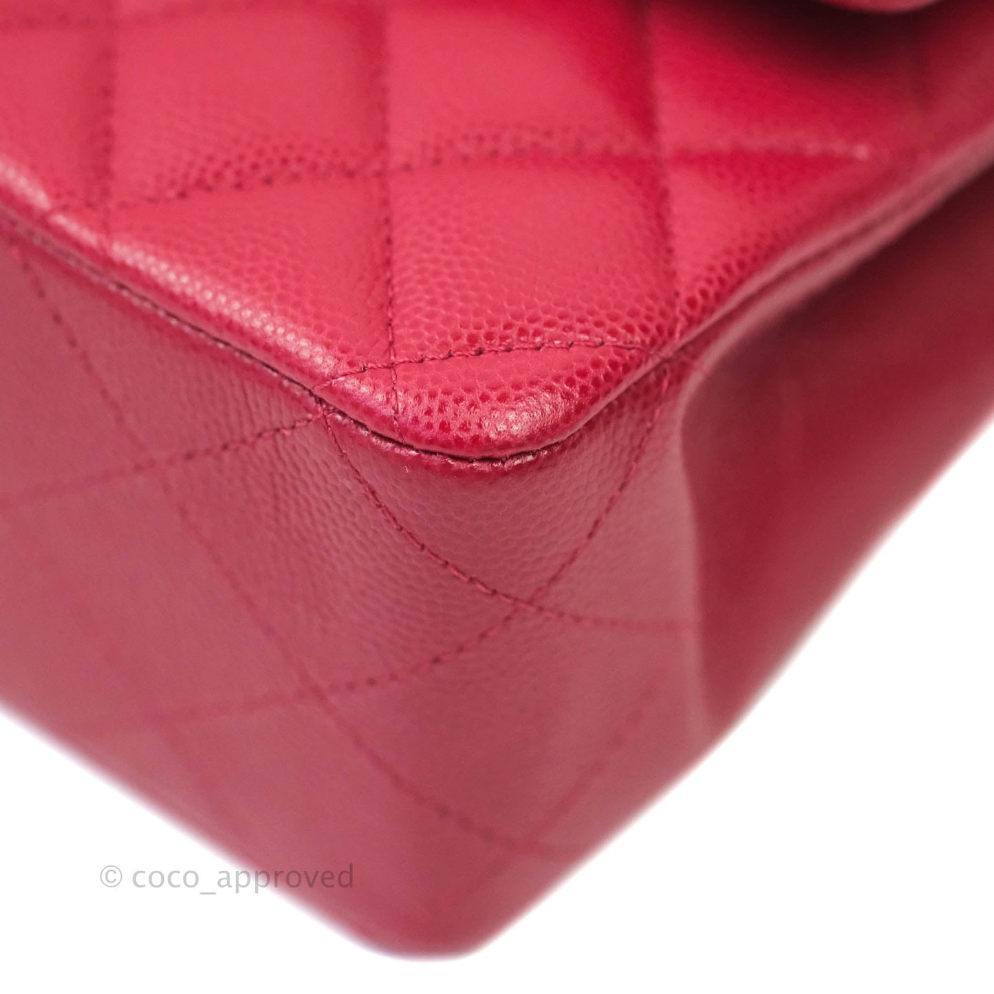 Chanel Classic M/L Medium Double Flap Red Caviar Silver Hardware 18B