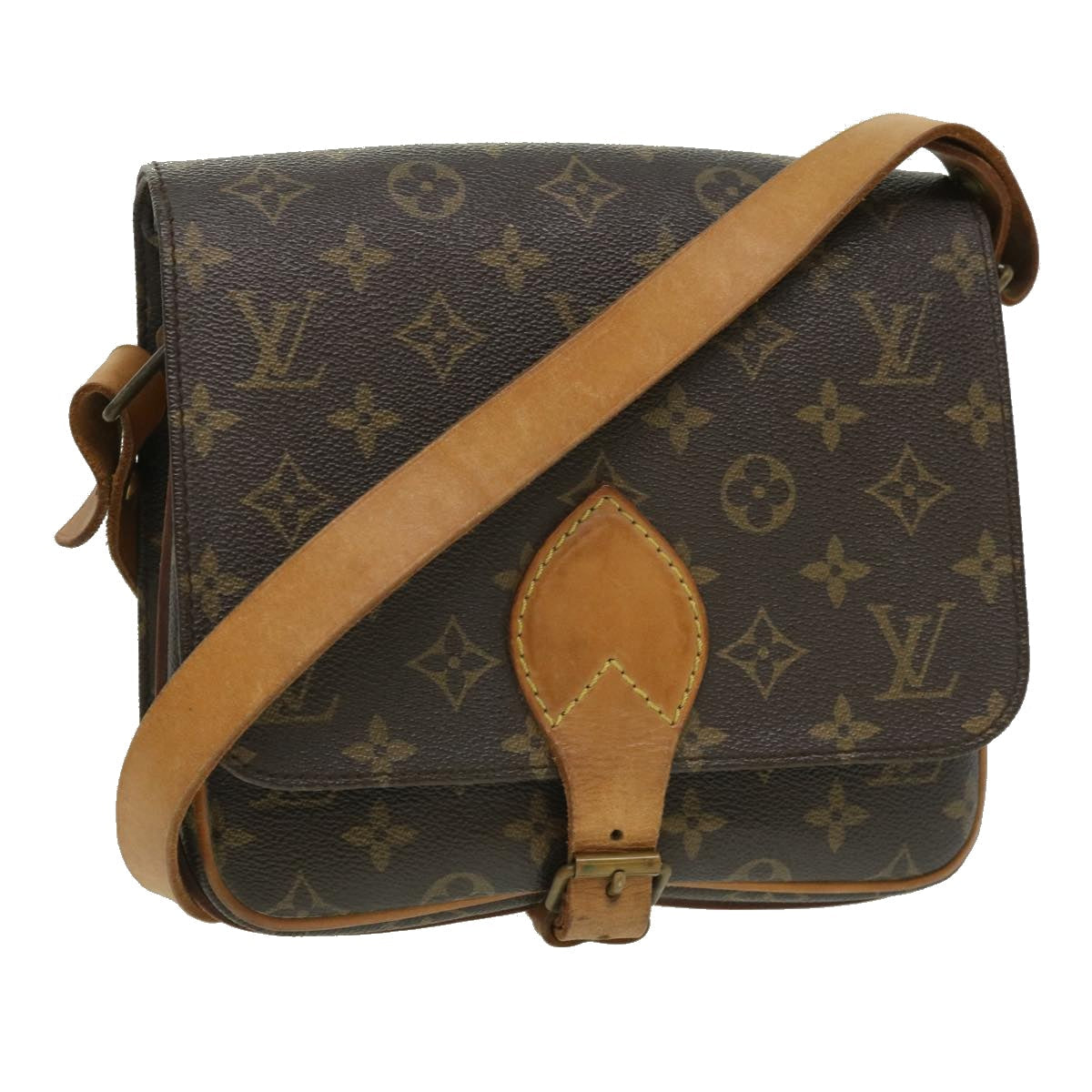 LOUIS VUITTON Monogram Cartouchiere MM Shoulder Bag M51253 LV 32138