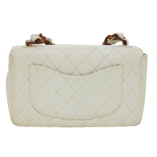 Luxury Chanel Matelasse Turn Lock Shoulder Bag Lamb Skin Brown White CC  32160A
