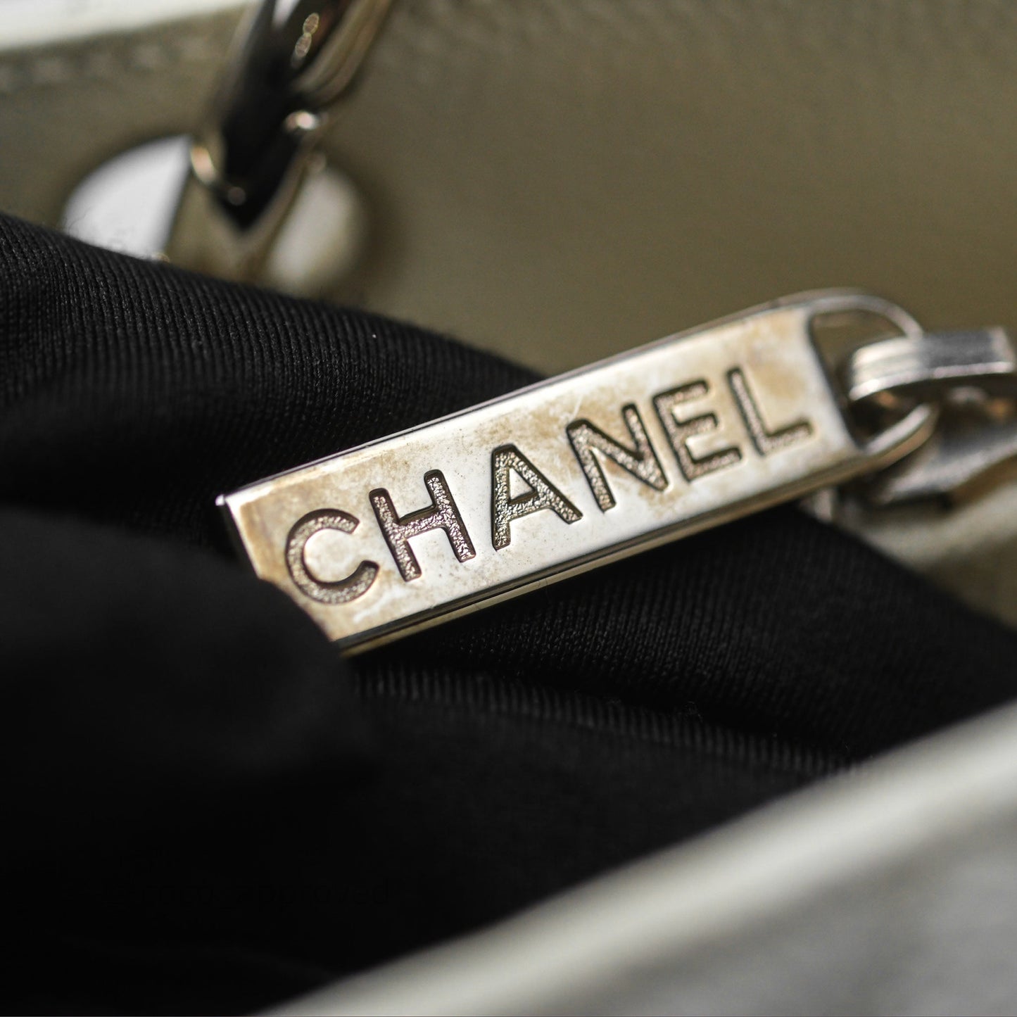 Chanel GST White Caviar Silver Hardware