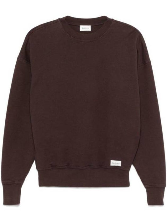 Luxury Saint Laurent Crew Neck Sweatshirt Taupe Fonce
