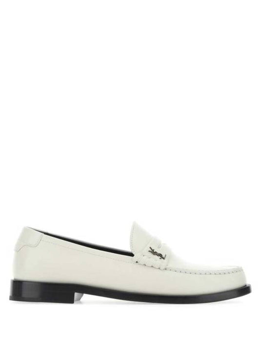 Luxury Saint Laurent Le Loafer Penny Slippers In Smooth Leather Pearl
