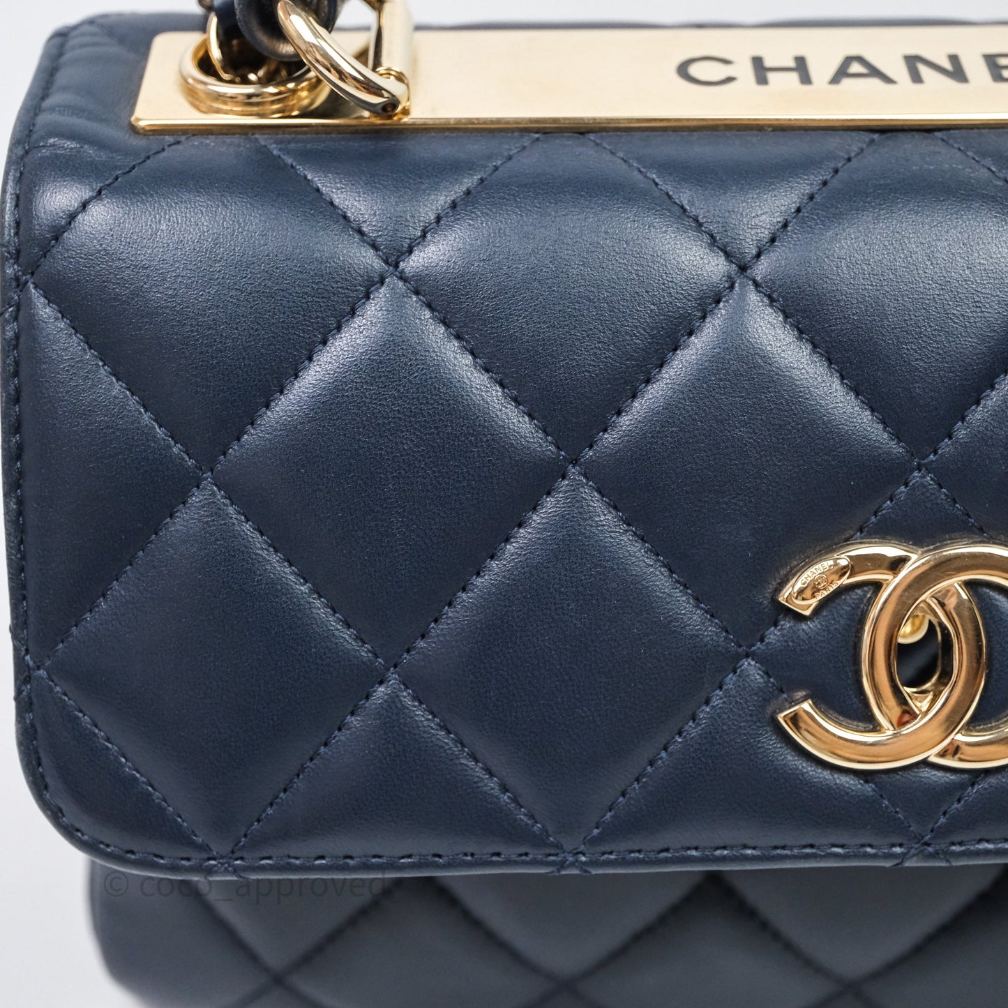 Chanel Small Trendy CC Navy Lambskin Gold Hardware