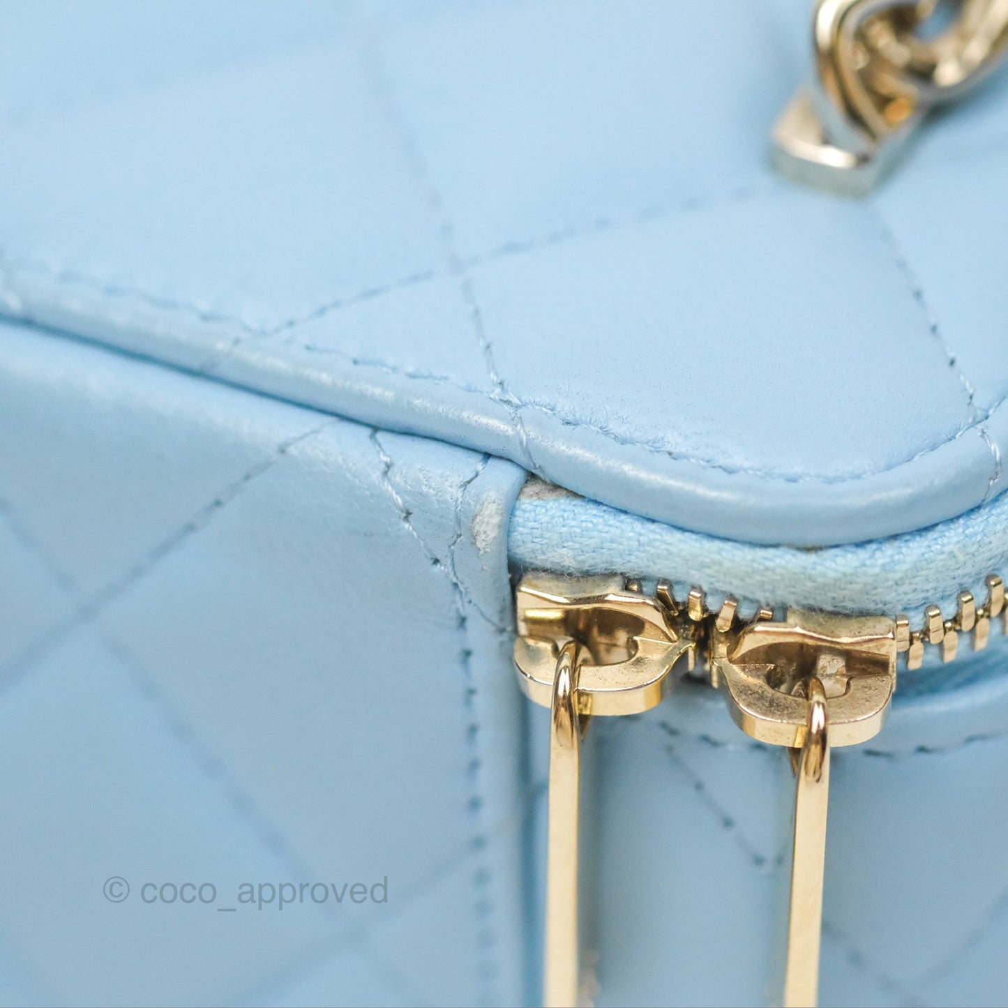 Chanel Mini Vanity Coco Chain Blue Lambskin Gold Hardware