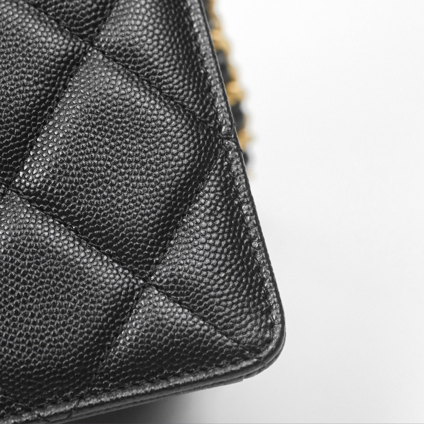 Chanel Chain Flap Bag Black Caviar Aged Gold Hardware 23A