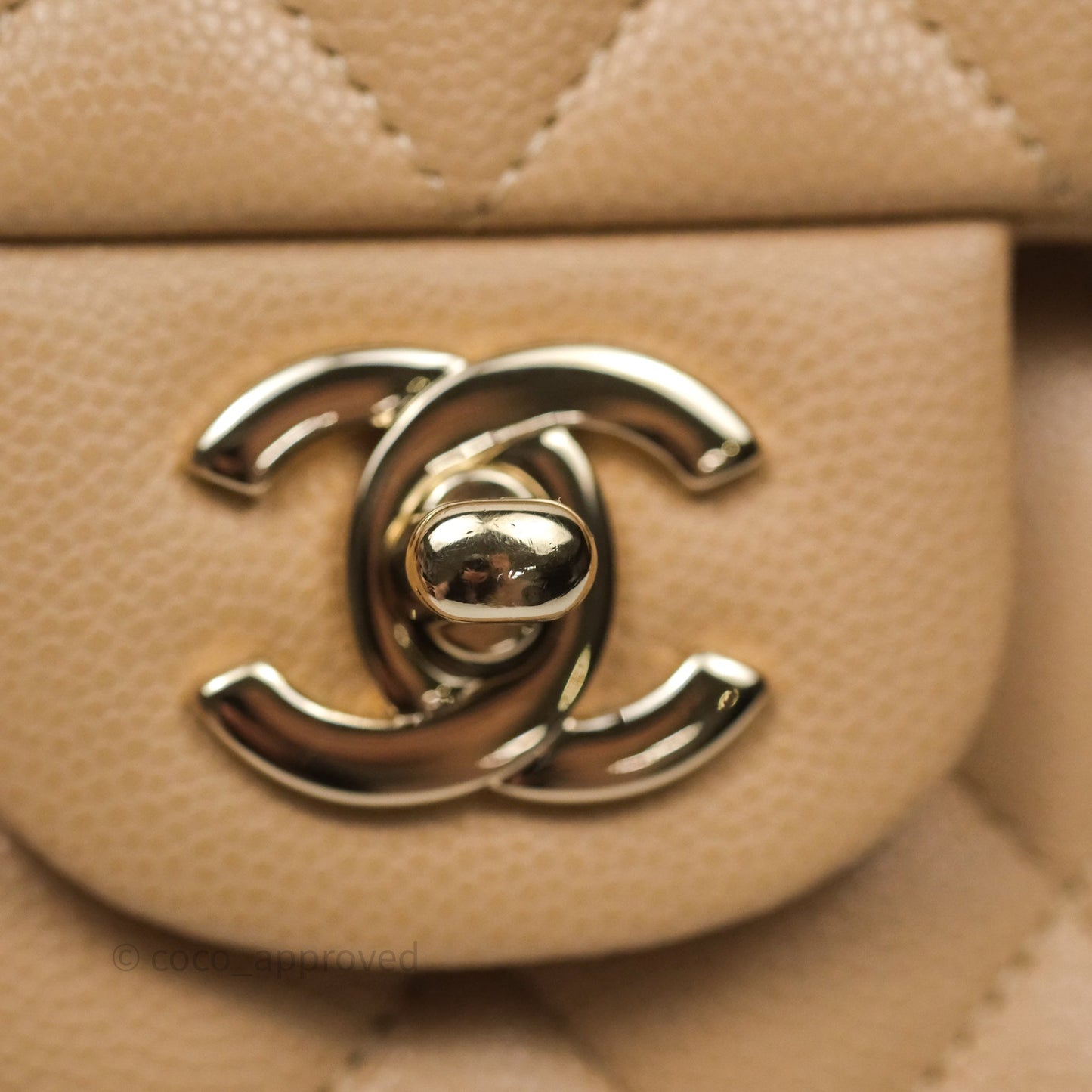Chanel Classic Small S/M Quilted Flap Beige Caviar Gold Hardware