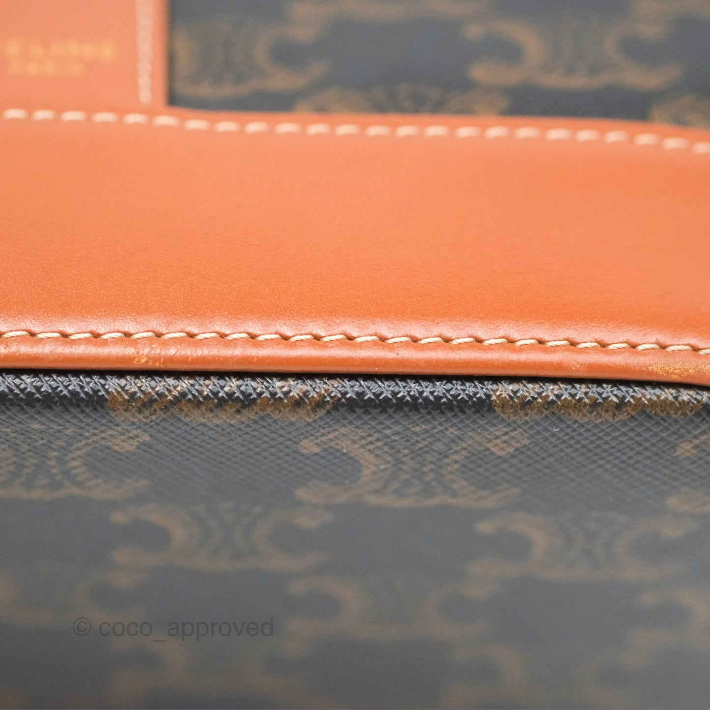 Celine Small Bucket Triomphe Canvas Tan Calfskin