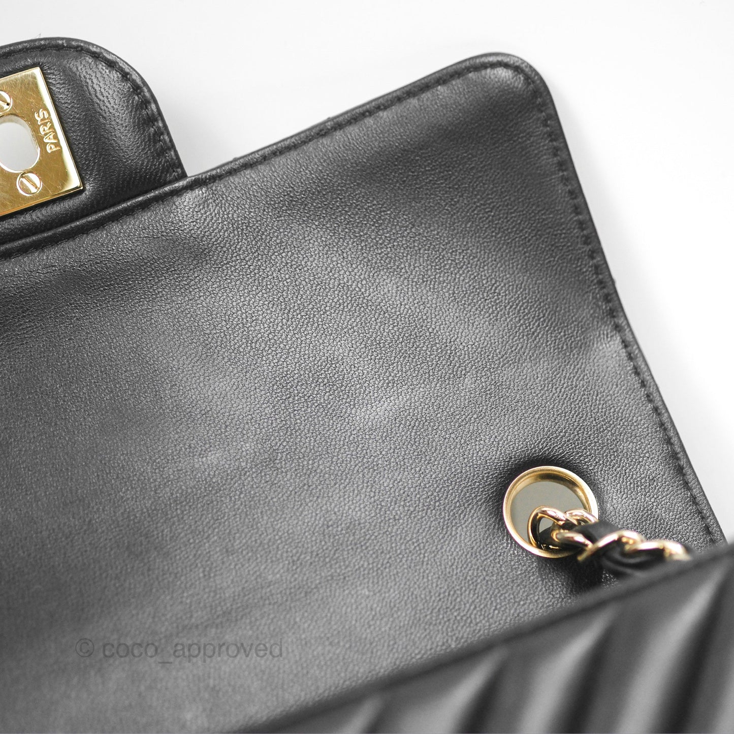 Chanel Chevron Mini Rectangular Flap Black Lambskin Gold Hardware