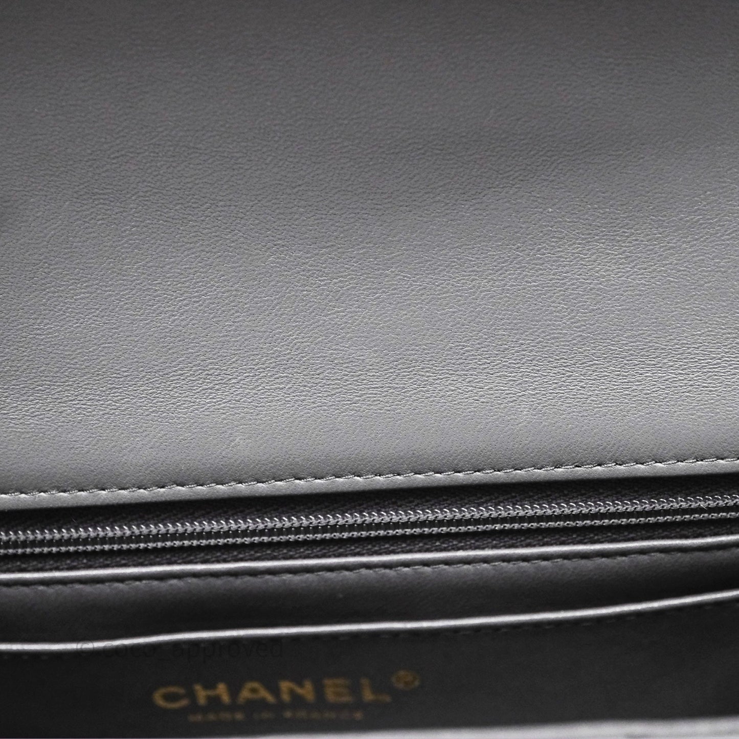 Chanel Chain Top Handle Mini Rectangular Flap Grey Lambskin Gold Hardware