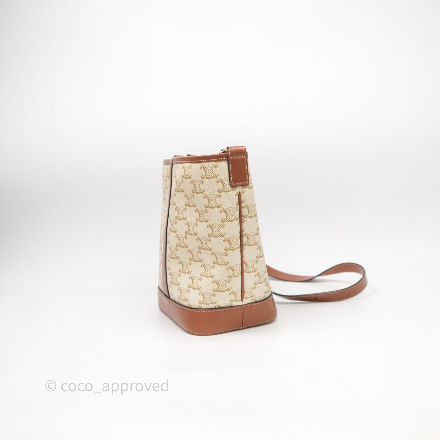 Celine Small Bucket Triomphe Canvas Grege Calfskin