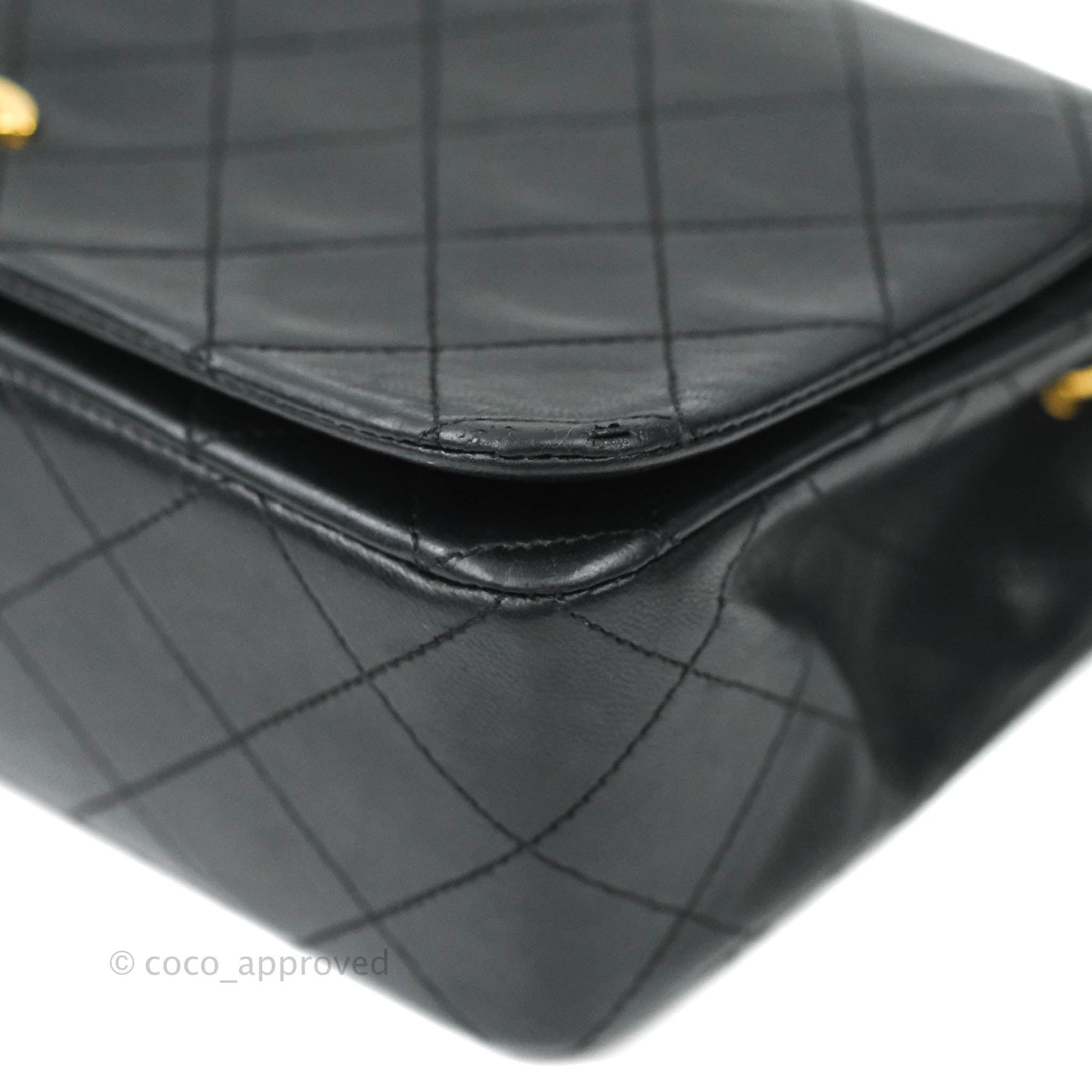 Chanel Vintage Small Single Full Flap Bag Black Lambskin 24K Gold Hardware