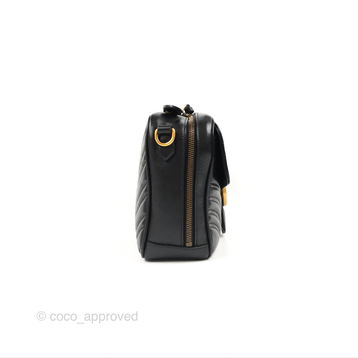 Gucci Small GG Marmont Shoulder Bag Matelasse with Sylvie Web Strap Black
