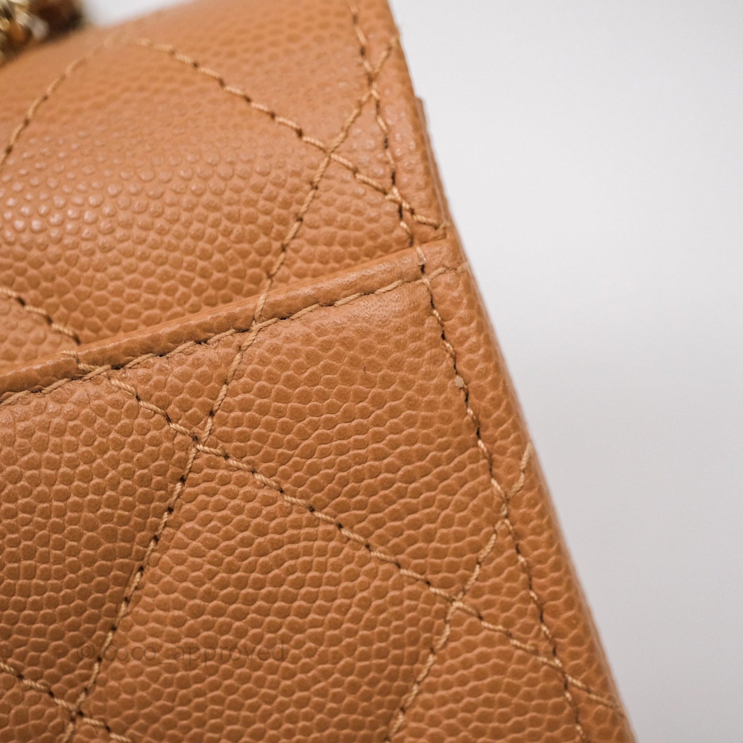 Chanel Kelly Clutch Top Handle Dark Beige Caviar Bag Light Gold hardware