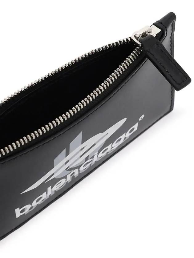Luxury Balenciaga Logo Print Neck Strap Card Wallet Black