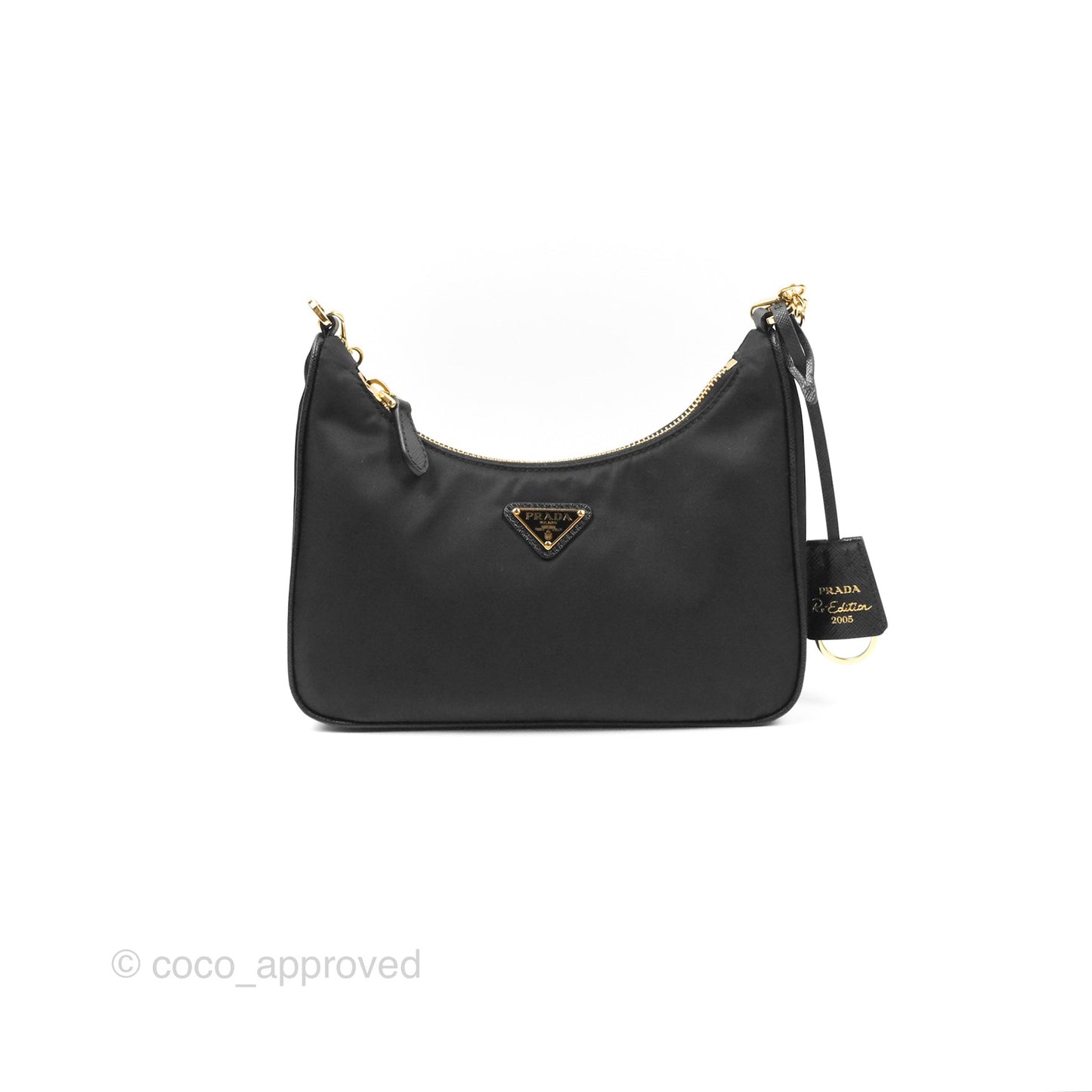 Prada Nylon Re-Edition 2005 Shoulder Bag Black Gold Hardware