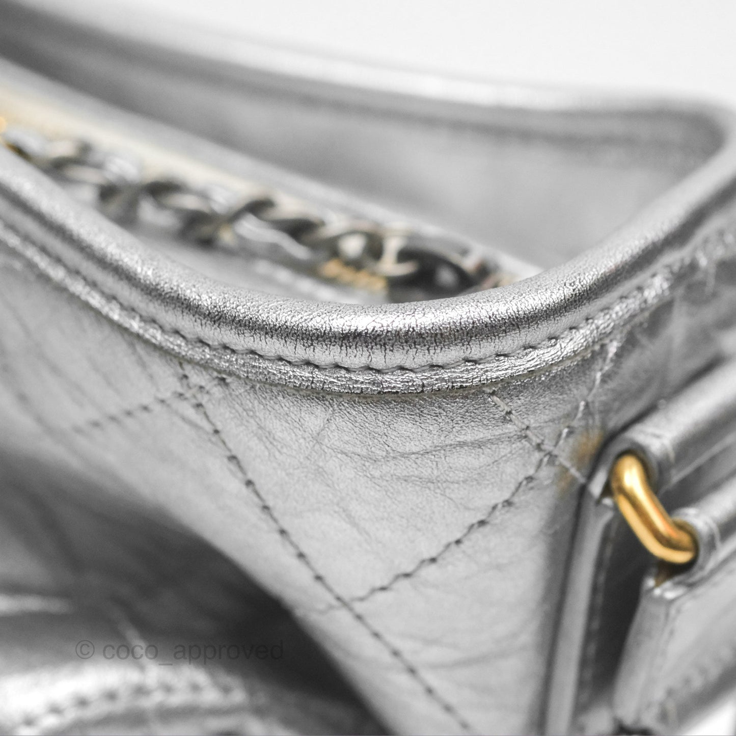 Chanel Large Gabrielle Hobo Metallic Silver Aged Calfskin Mixed Hardware
