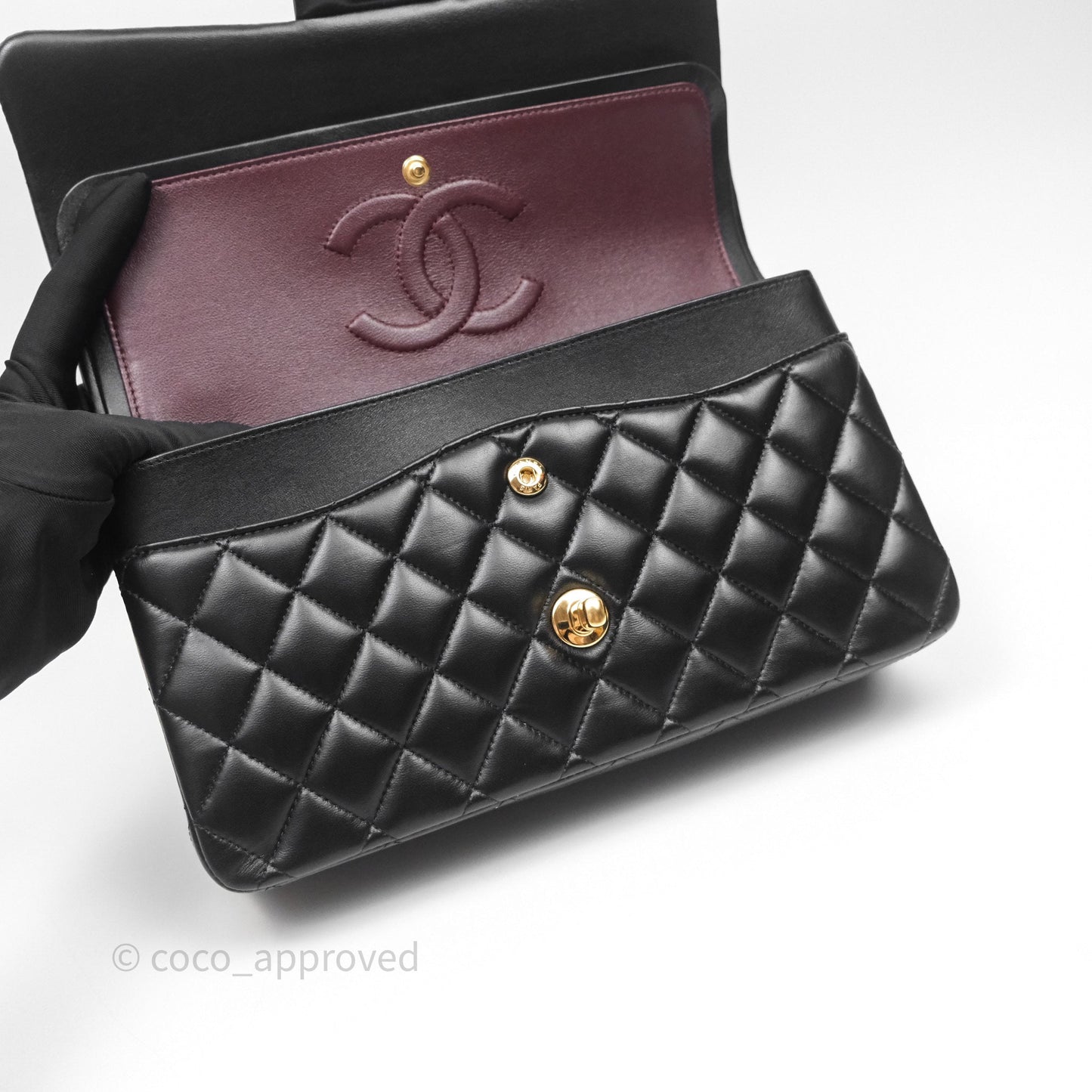 Chanel Classic M/L Medium Flap Quilted Black Lambskin Gold Hardware