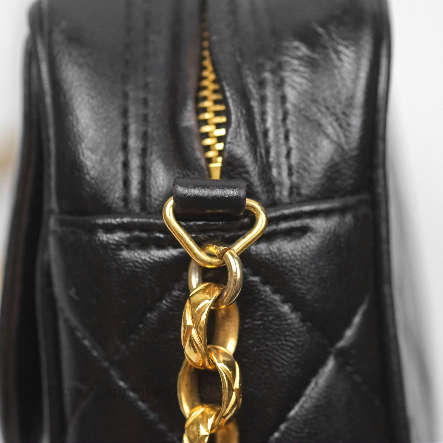 Chanel Vintage Diana Fringe Camera Bag Black Lambskin 24K Gold Hardware