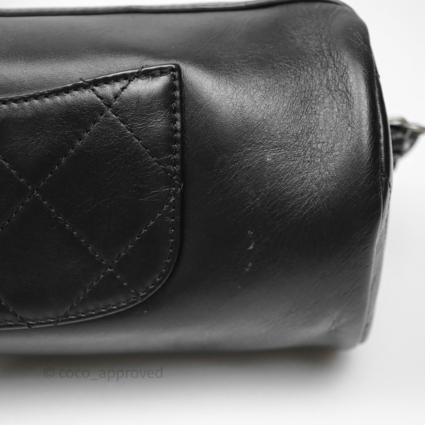 Chanel Logo Bowling Bag Black Calfskin Mixed Hardware