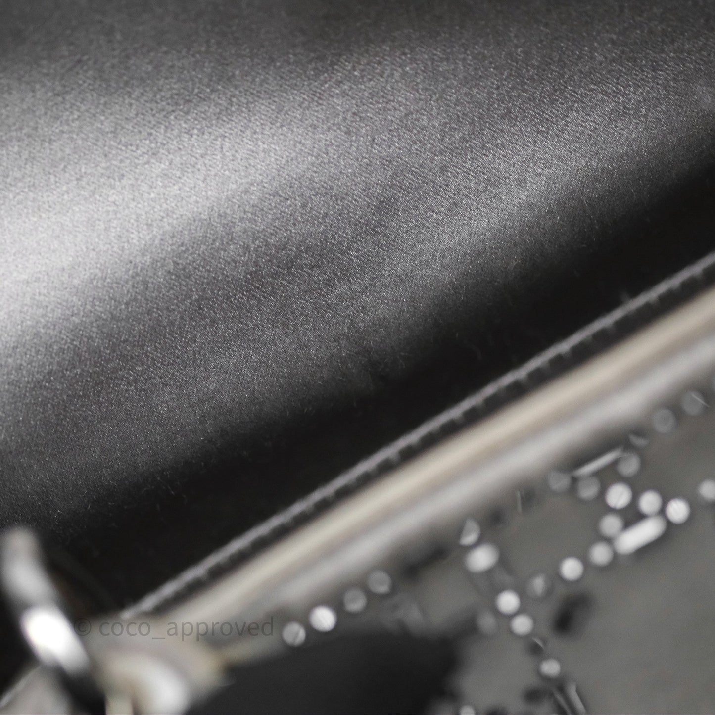Christian Dior Mini Lady Dior Bag Grey Strass Cannage Satin Silver Hardware