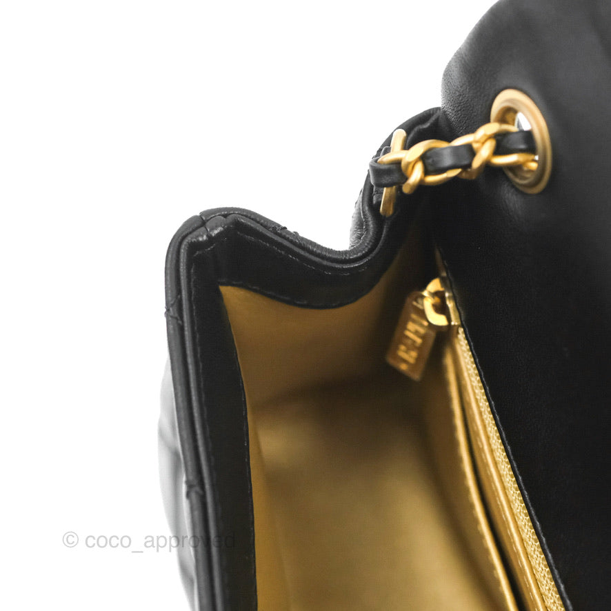 Chanel Mini Rectangular Pearl Crush Quilted Black Lambskin Gold Hardware