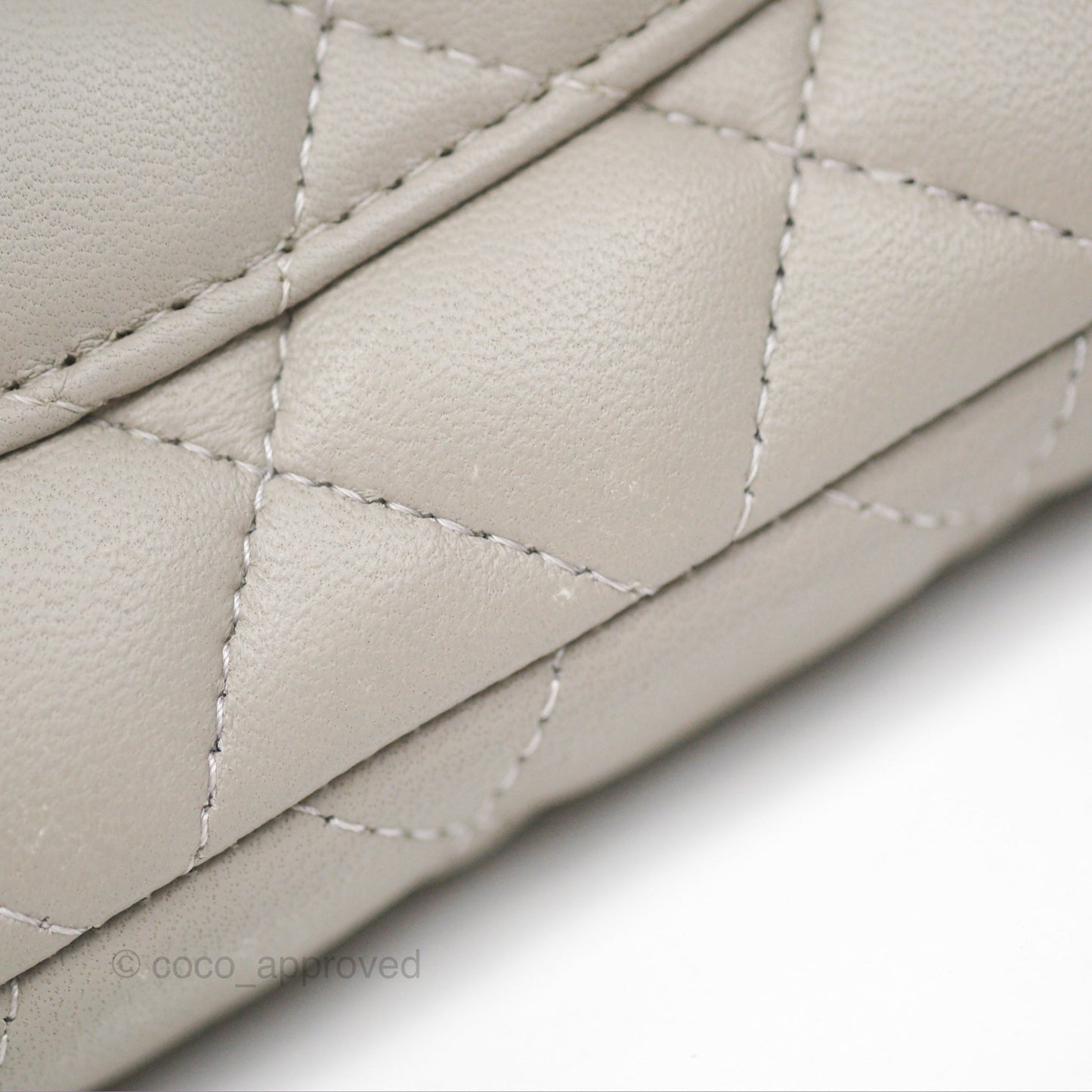Chanel Classic Flap Clutch Quilted Light Grey Lambskin Silver Hardware