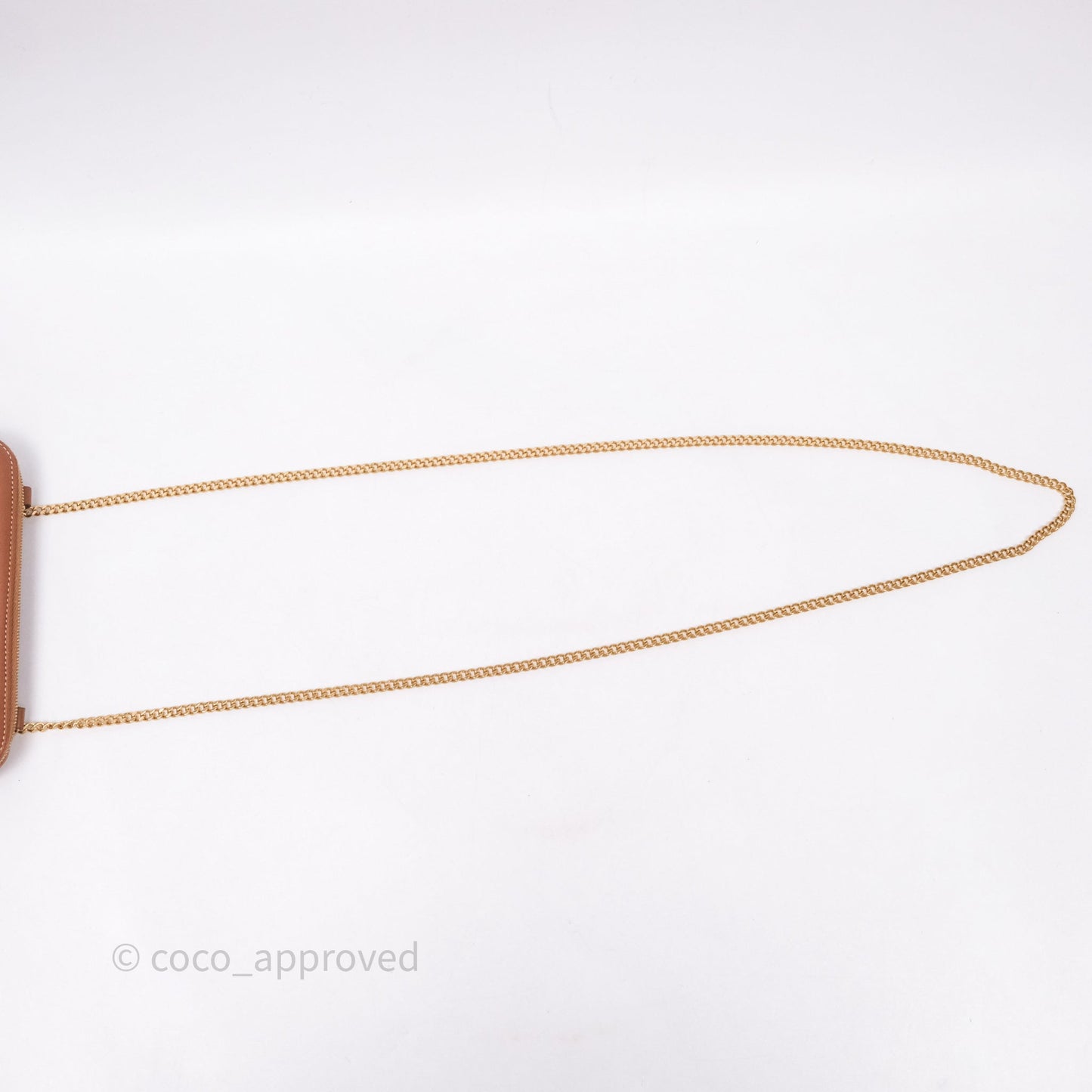 Celine Clutch With Chain Triomphe Canvas Lambskin White/Tan