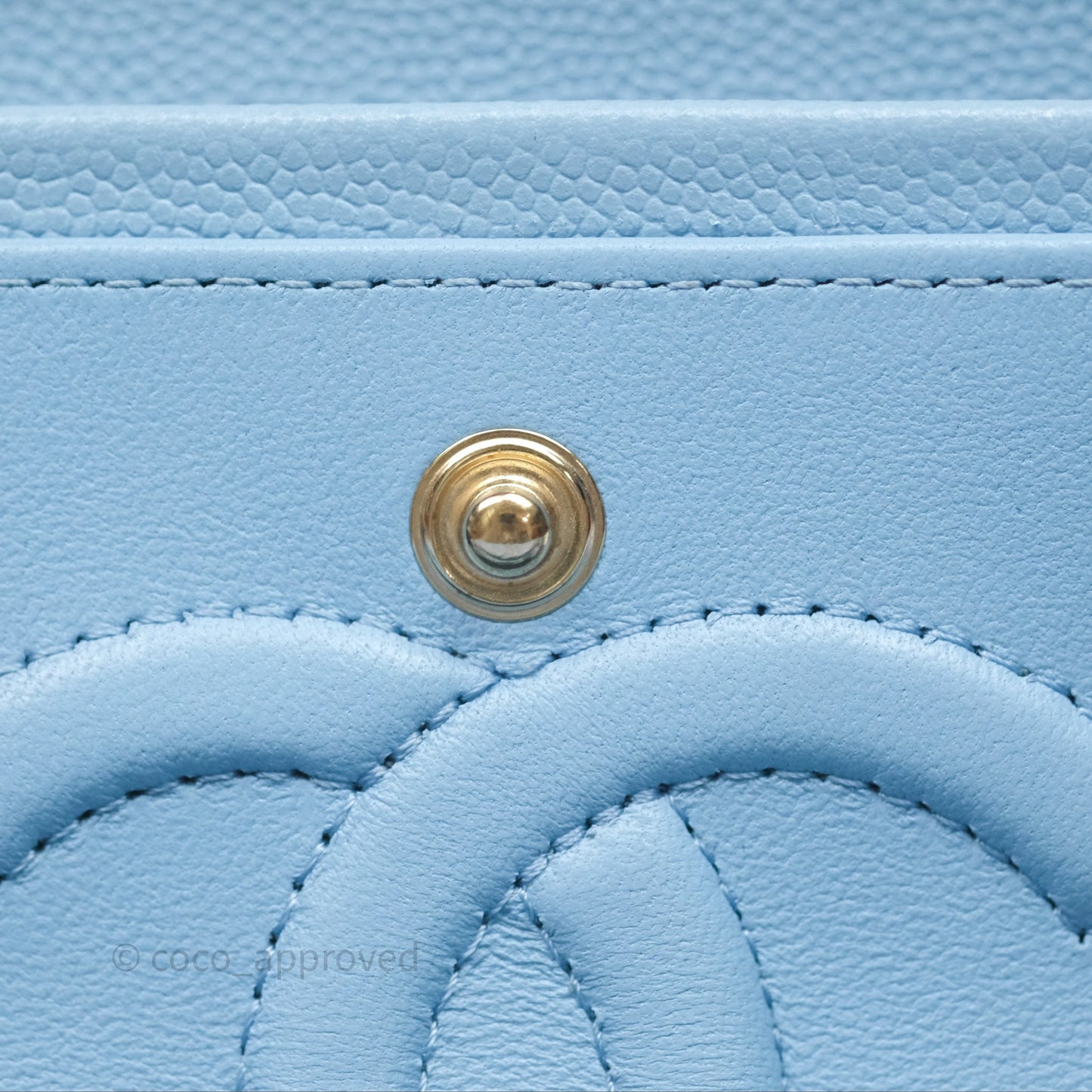 Chanel Classic M/L Medium Flap Quilted Blue Caviar Gold Hardware