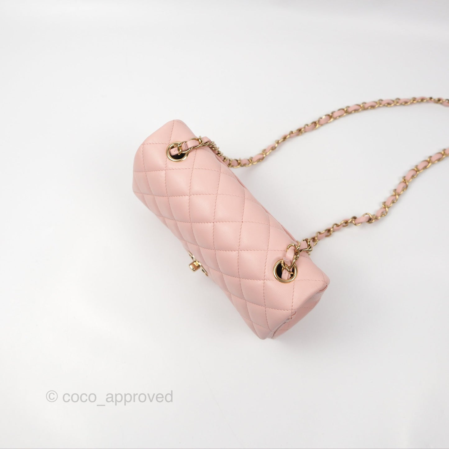 Chanel Quilted Mini Rectangular Flap Baby Pink Lambskin Gold Hardware