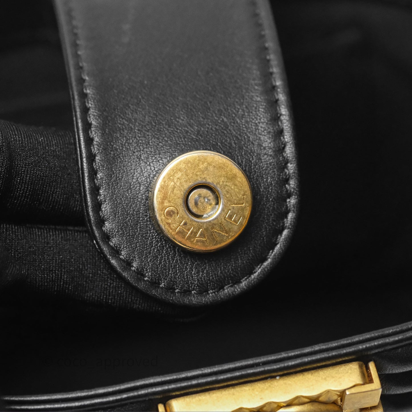 Chanel Quilted Boy Bucket Bag Black Lambskin Aged Gold Hardware