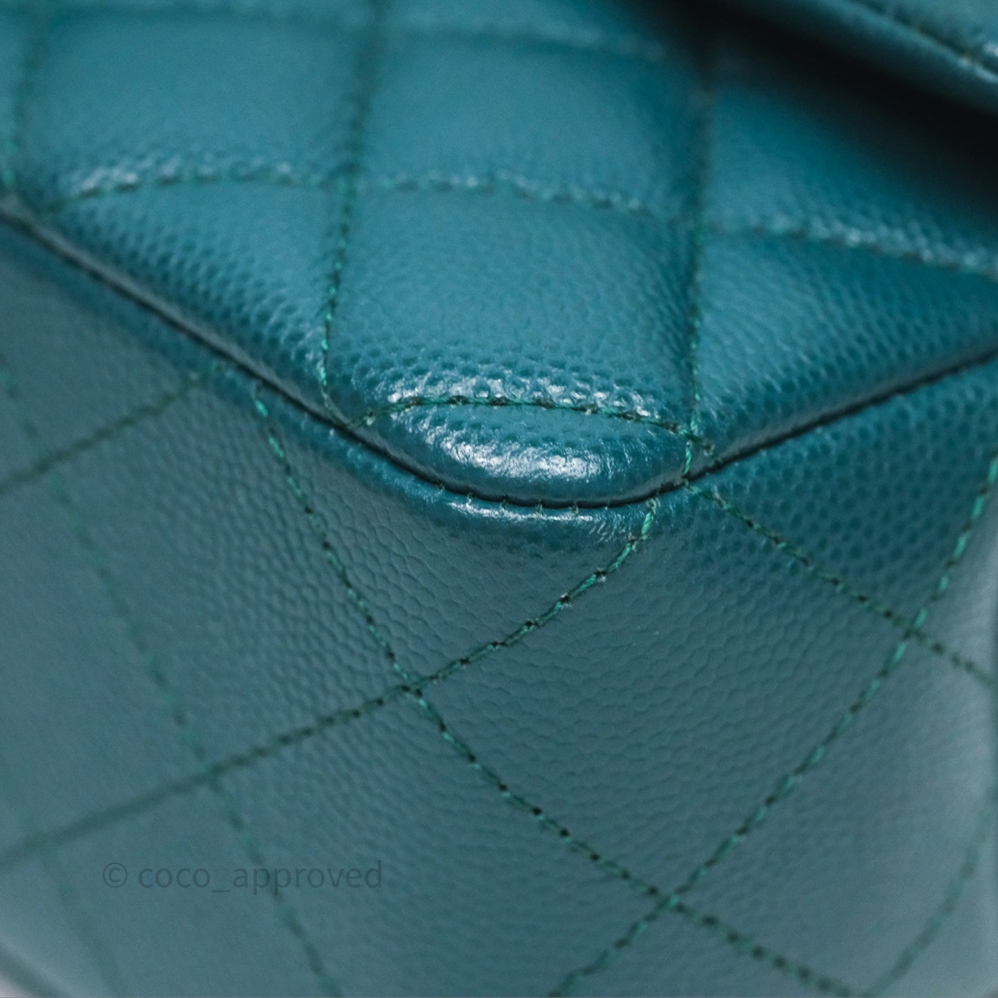 Chanel Quilted Mini Rectangular Green Caviar Silver Hardware