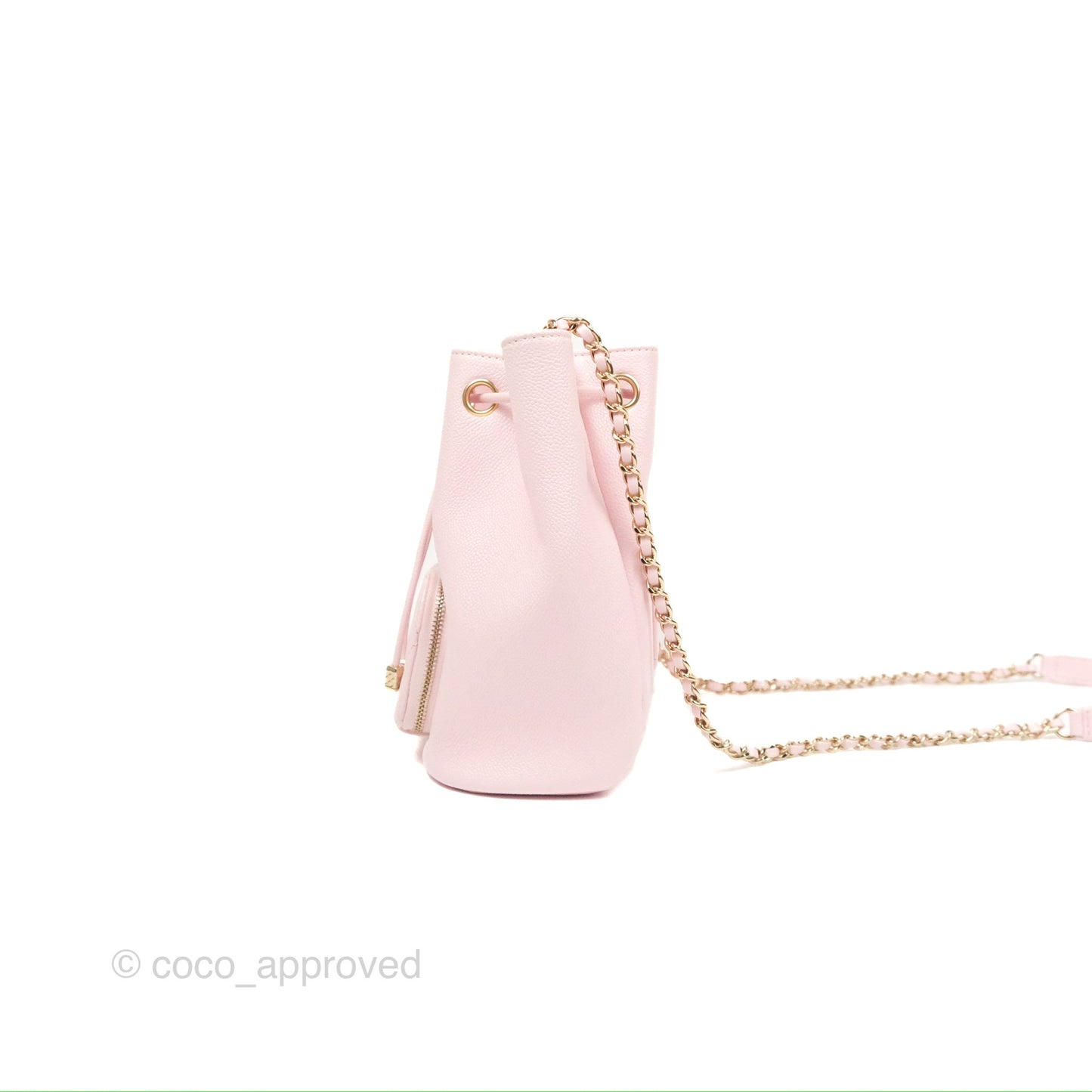 Chanel Business Affinity Drawstring Bucket Bag Light Pink Caviar Gold Hardware