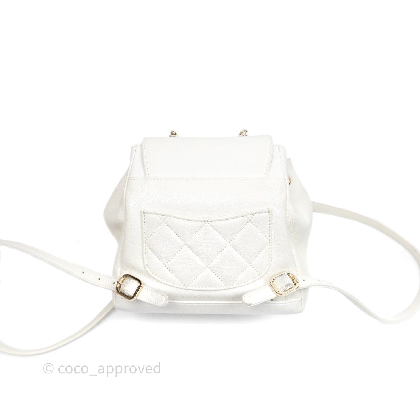 Chanel Quilted Business Affinity Backpack Ivory White Caviar Gold Hardware