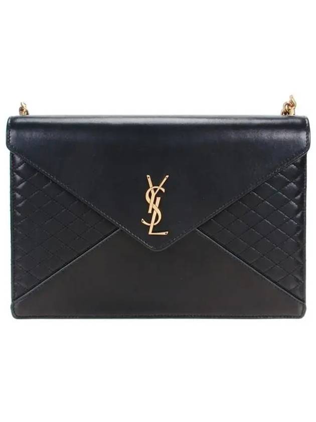 Luxury Saint Laurent Women's Monogram Gabi Quilted Chain Shoulder Bag Black